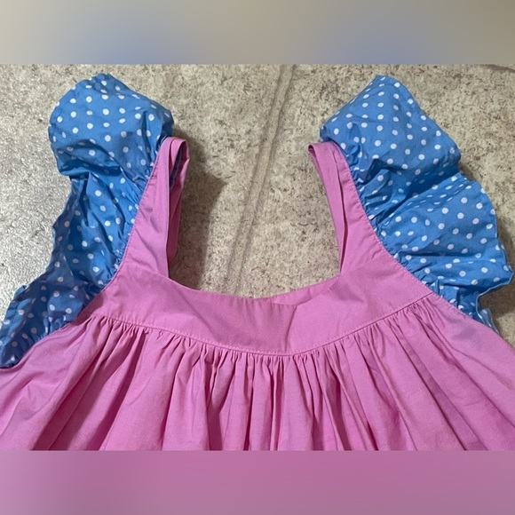 Whimsical Pink and Blue Kids Dress with Castle Design - Picture 3 of 6